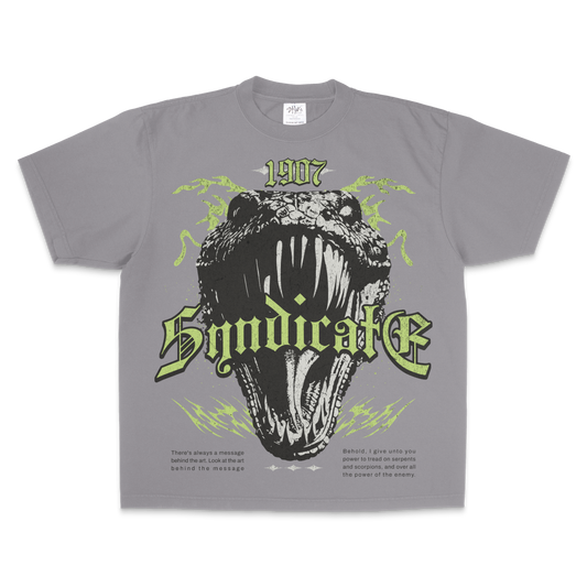 Sacred Venom Tee in Grey Controlled Chaos